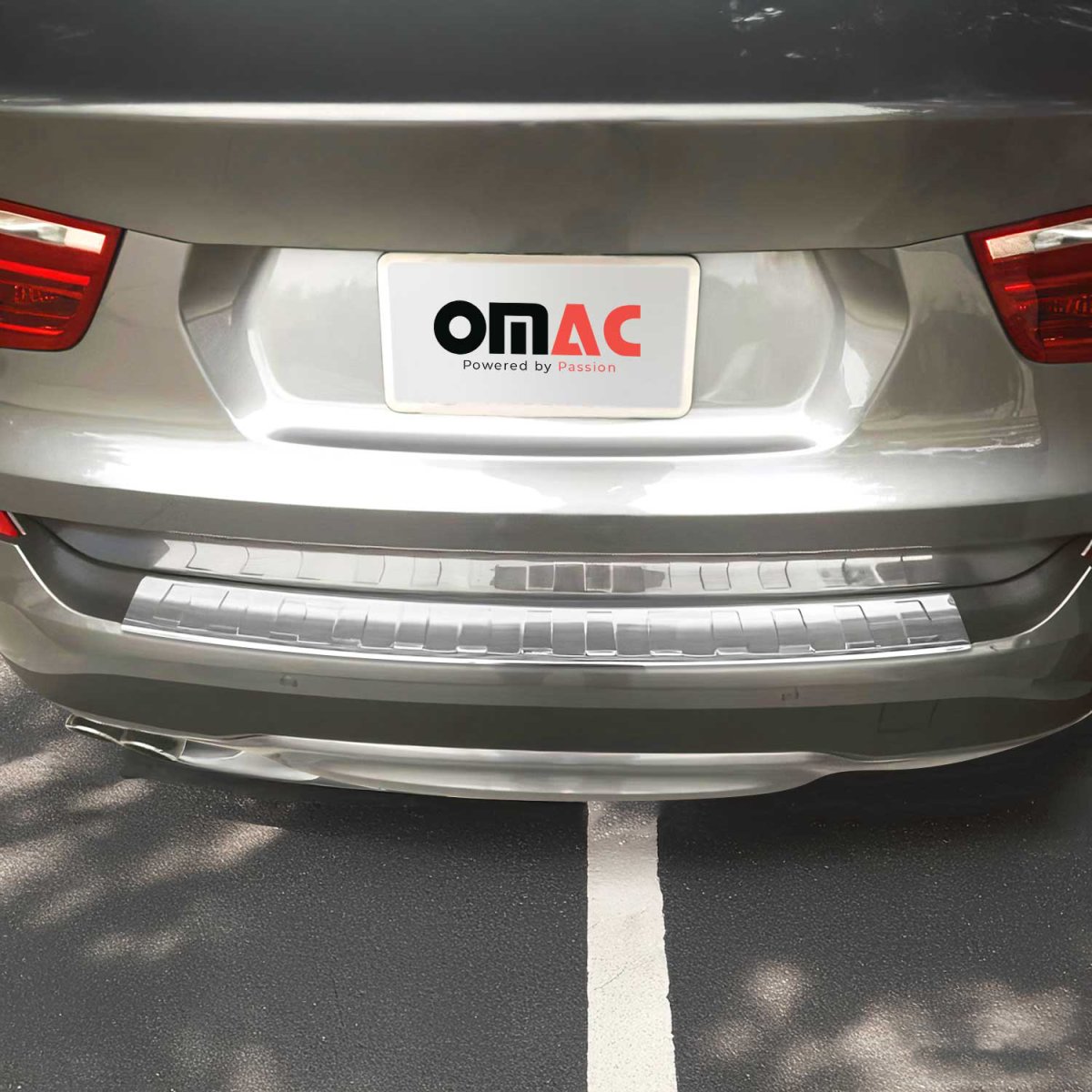 Volkswagen Golf Rear Bumper Sill Cover - Omac - S.Steel - Gloss Silver - '15-'21